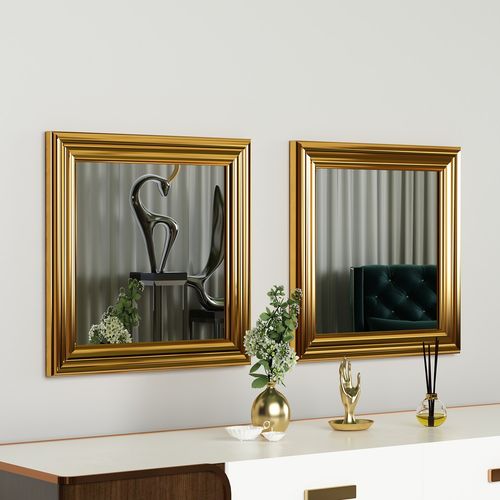 Woody Fashion Set ogledala (2 komada), Zlato, Bale - Gold slika 1