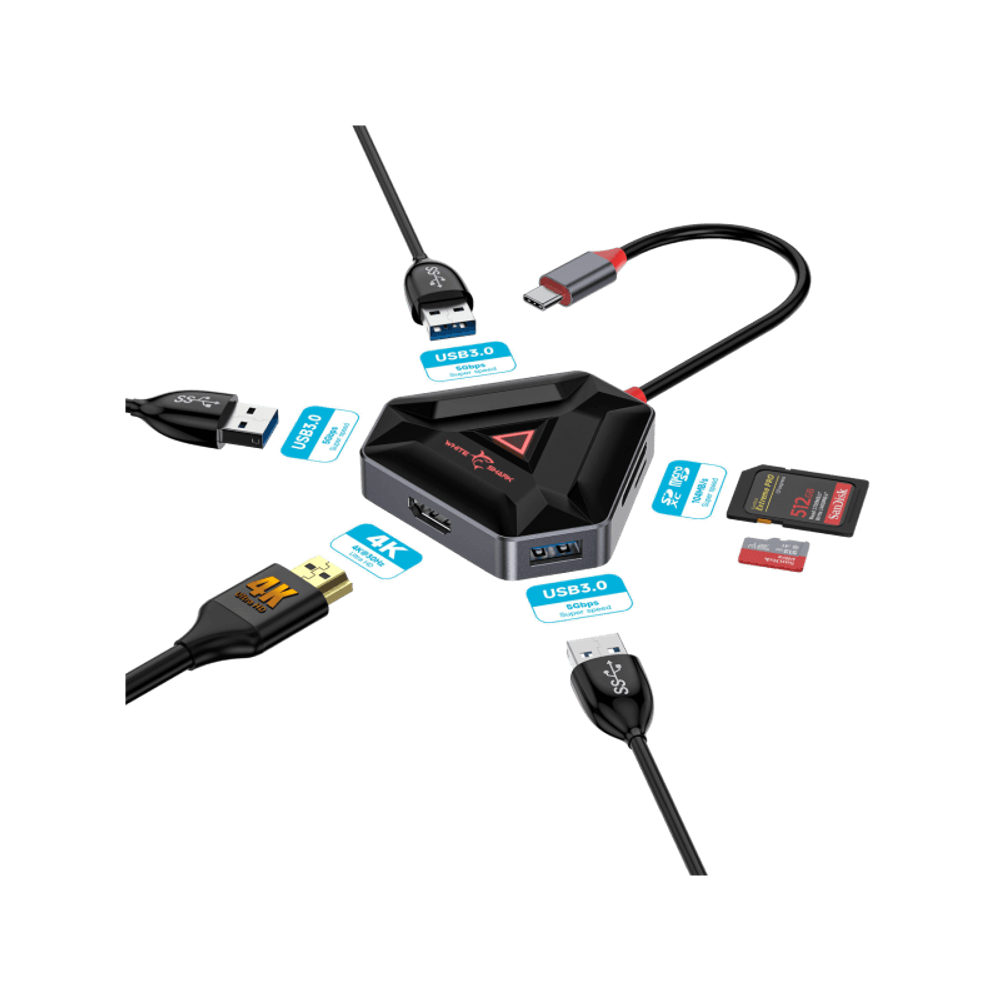 WHITE SHARK USB-C Hub HEXAGON 6u1 slika 3