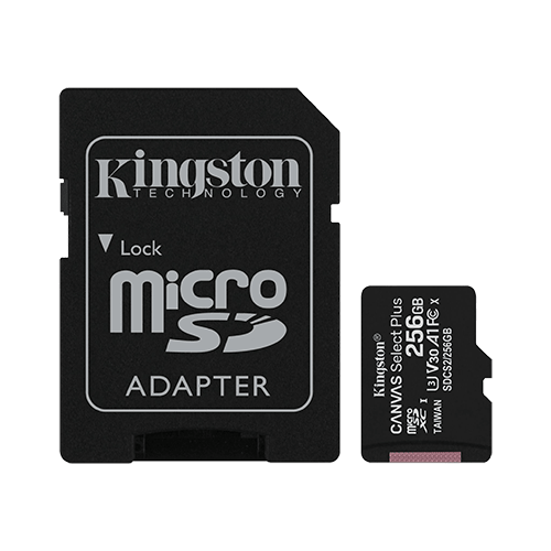 Kingston SDCS2/256GB MicroSD 256GB, Canvas Select Plus, Class 10 UHS-I U3 V30 A1, Read up to 100MB/s, Write up to 85MB/s, w/SD adapter slika 1