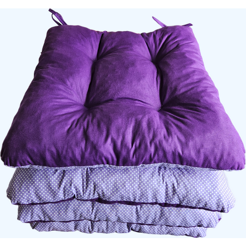 Pamučni jastuk za stolice, pamuk, ljubičasti + lila sa točkicama 4 komada slika 2
