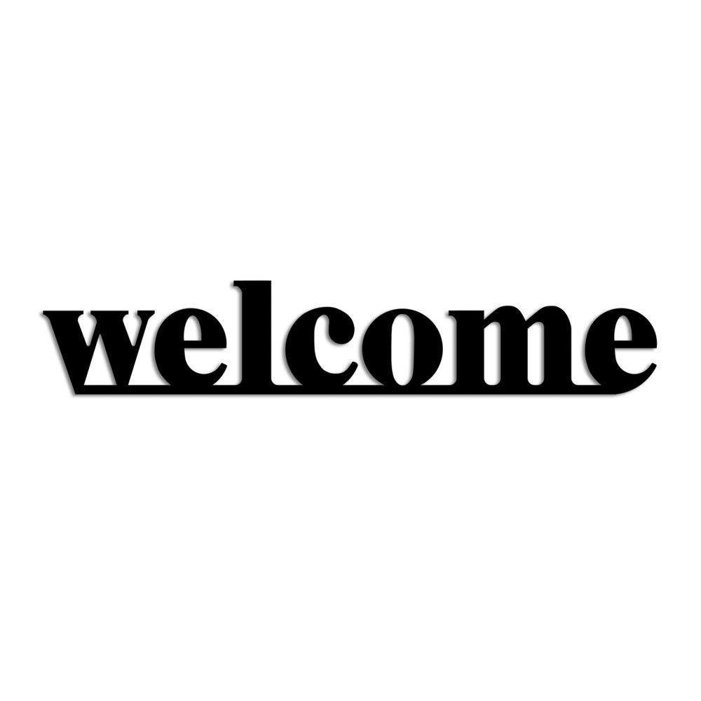 Decorative metal wall accessory Welcome, colour: black slika 5