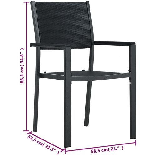 Vrtne stolice 2 kom crne plastične s izgledom ratana slika 31
