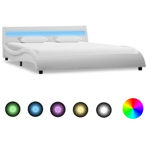 Okvir za krevet od umjetne kože LED bijeli 140 x 200 cm slika 19