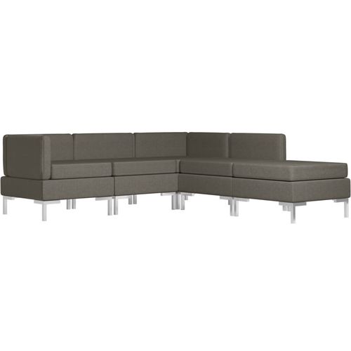 5-dijelni set sofa od tkanine smeđe-sivi slika 9