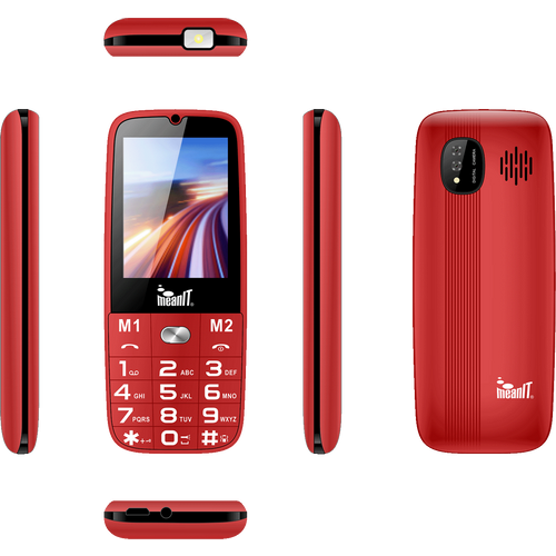 MeanIT Telefon mobilni, SOS tipka, LED svjetiljka - Senior 15, Crveni slika 3
