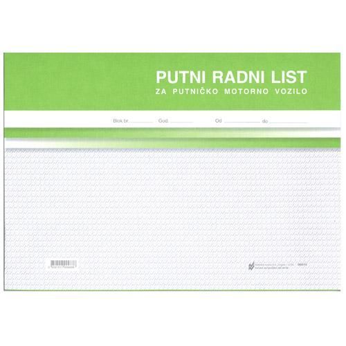 VI-10 PUTNI RADNI LIST ZA PUTNIČKO MOTORNO VOZILO; Blok 2 x 50 listova, 29,7 x 21 cm slika 2