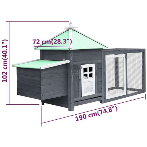 Kokošinjac s kutijom za gniježđenje sivi 190x72x102 cm jelovina slika 18