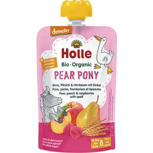 Holle Pire od kruške, breskve i maline s pirom "Pear pony" - Organski 100g , pakiranje 12komada