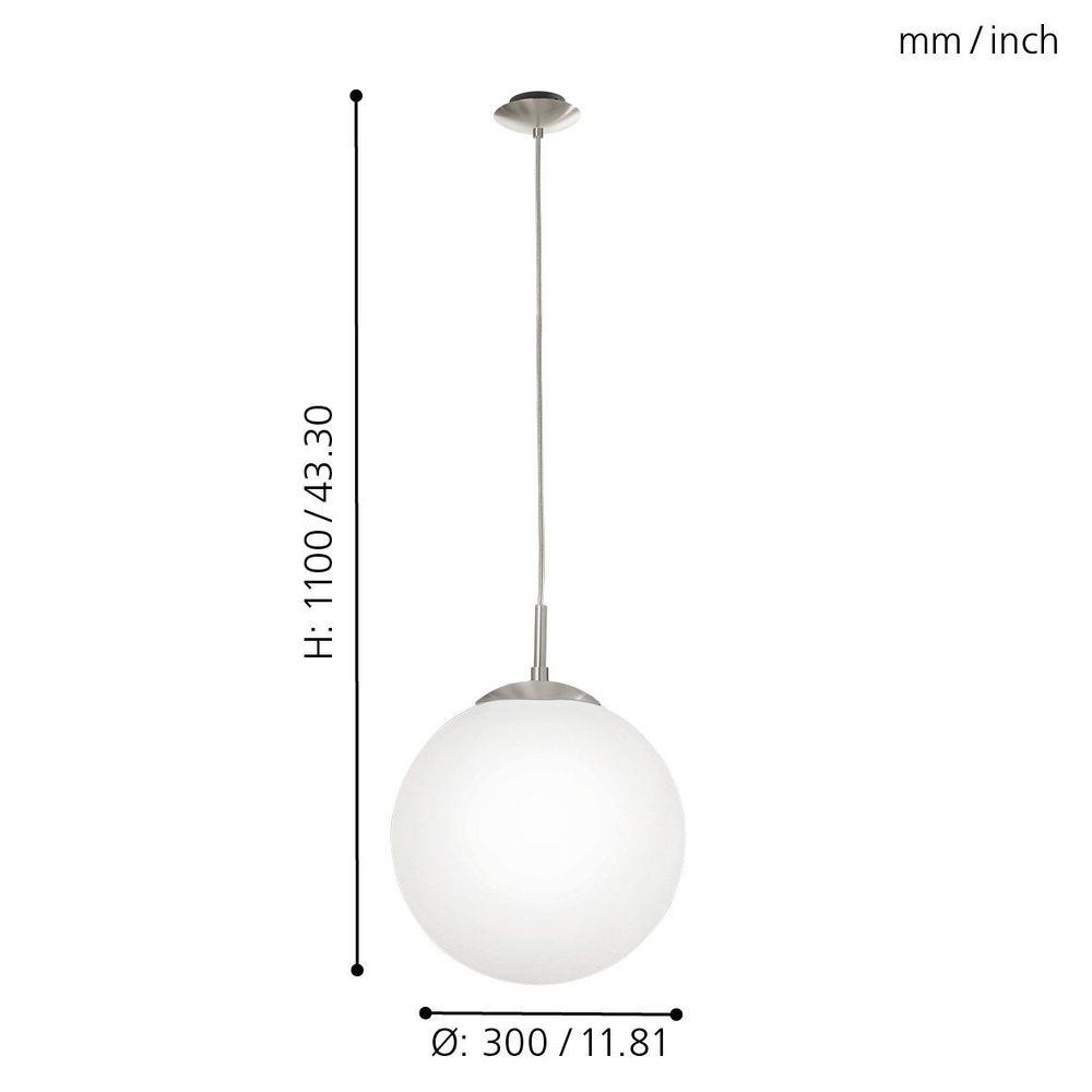 Eglo Rondo visilica/1 e27 ¤300 nikl/mat/opal  slika 4