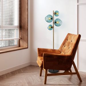 Podna Lampa Benek 20-15-14522 - Plava i Zlatna