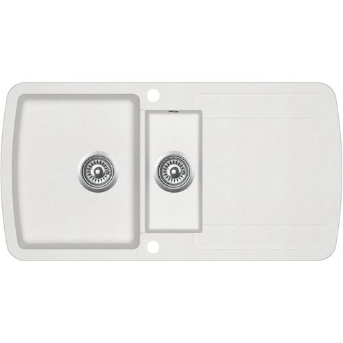 Granitni kuhinjski sudoper s dvostrukom kadicom bijeli slika 8