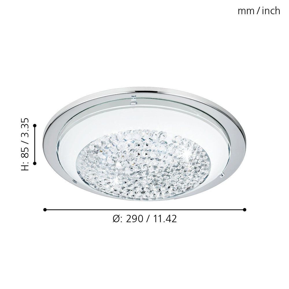 Eglo Acolla Plafonjera sa LED Osvjetljenjem, 11W, 950lm, Promjer 290mm, Krom/Staklo/Kristali slika 3