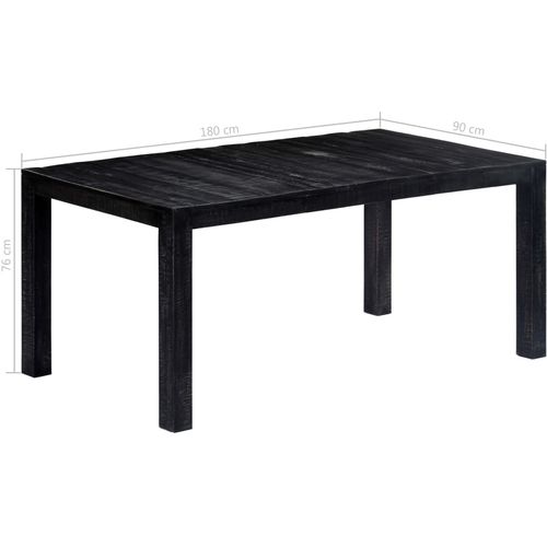 Blagovaonski stol crni 180 x 90 x 76 cm od masivnog drva manga slika 15