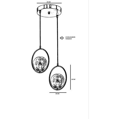 Ring 2 Li Tepsili Bal Camlı Eskitme Sarkıt Copper Chandelier slika 4