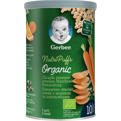 Gerber Organic for Baby Hrskavi proizvod od pšenice i zobi s mrkvom i narančom 35g slika 1