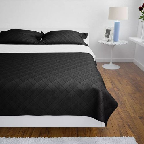 130887 Double-sided Quilted Bedspread Black/White 220 x 240 cm slika 9