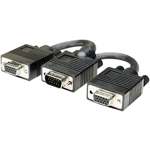 Manhattan VGA Y-kabel VGA 15-polni utikač, VGA 15-polna utičnica, VGA 15-polna utičnica 0.15 m crna 304559 mogućnost vijčanog spajanja VGA kabel slika 1