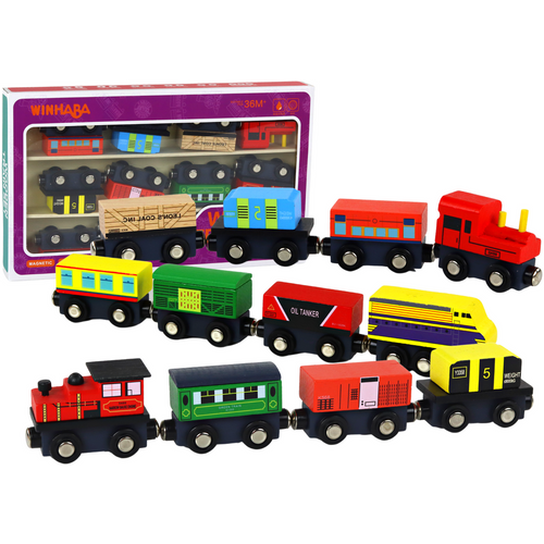 Drvena lokomotiva - Mješoviti set od 12 komada slika 1