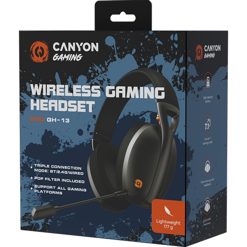 CANYON Ego GH-13, Gaming BT headset, +virtual 7.1 support in 2.4G mode, with chipset BK3288X, BT version 5.2, cable 1.8M, size: 198x184x79mm, Black slika 8