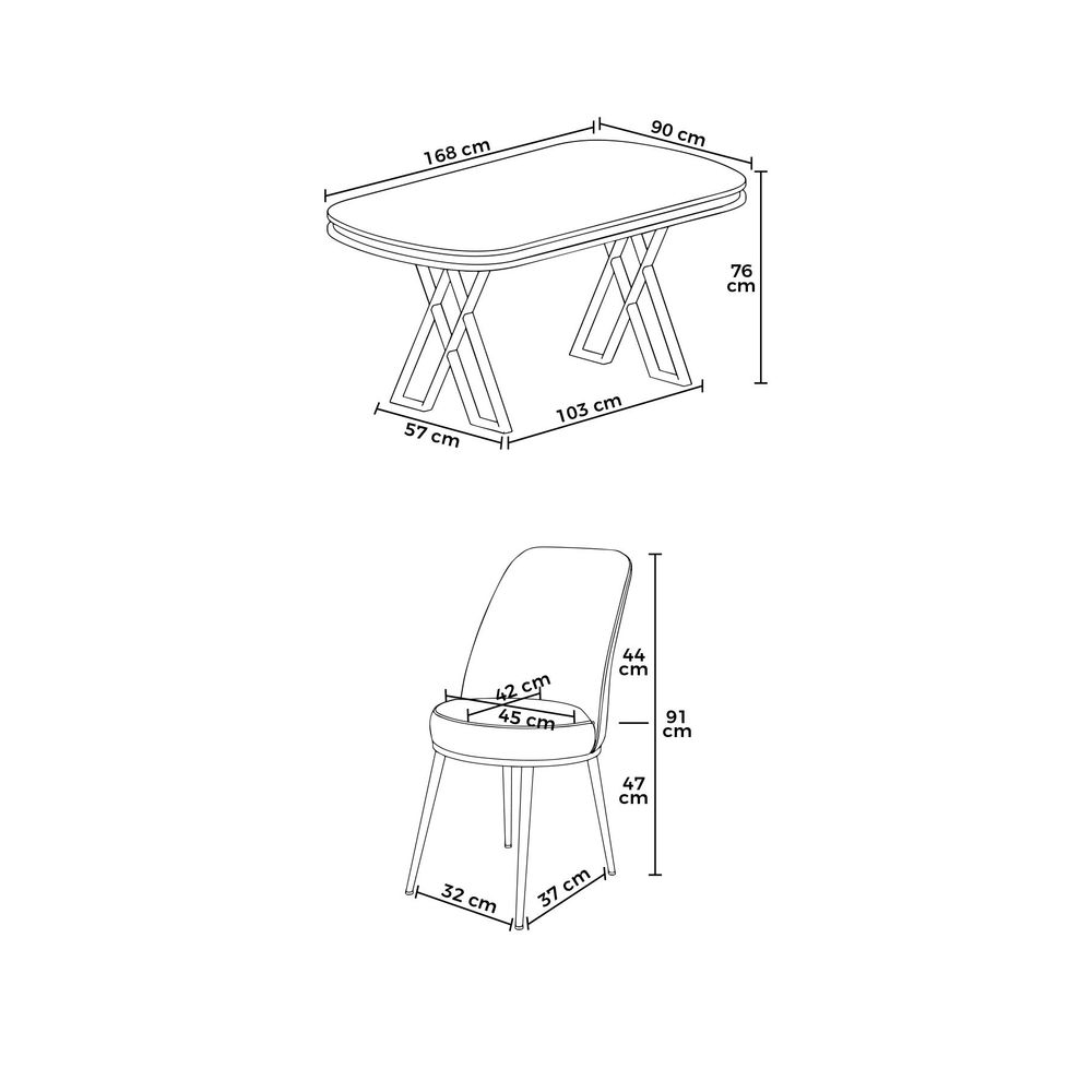 Set Trpezarijskog Stola i Stolica (7 Komada) - Lai slika 3