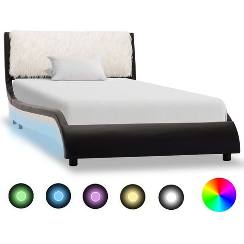 Okvir za krevet od umjetne kože LED crno-bijeli 90 x 200 cm slika 35