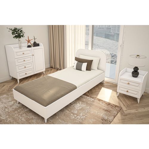Woody Fashion Krevet za jednu osobu, Bijela boja, Lavinia 107 - White slika 1