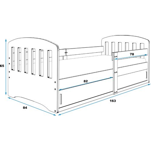 Drveni dječji krevet KLASIK s kliznom ladicom - 160x80cm - grafit - crni slika 7