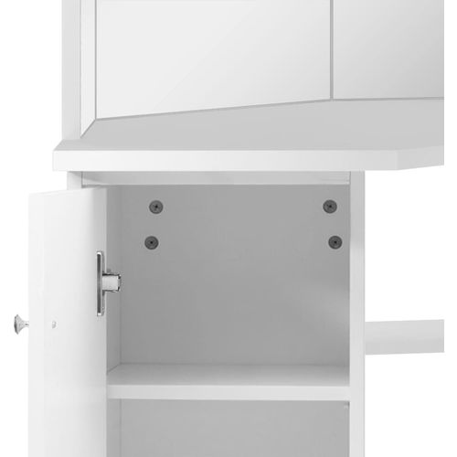 Kutni toaletni stolić za šminkanje s LED svjetlima bijeli slika 17