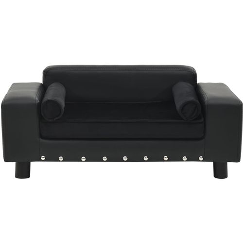 Sofa za pse crna 81 x 43 x 31 cm od pliša i umjetne kože slika 60