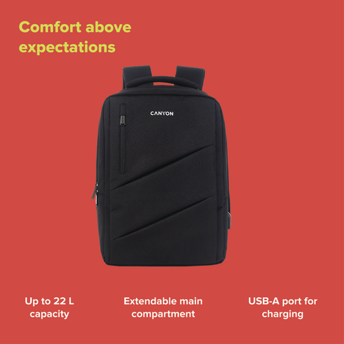 CANYON BPE-5, Laptop backpack, Black slika 6