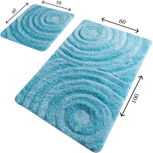 Wave - Turquoise Turquoise Acrylic Bathmat Set (2 Pieces) slika 3
