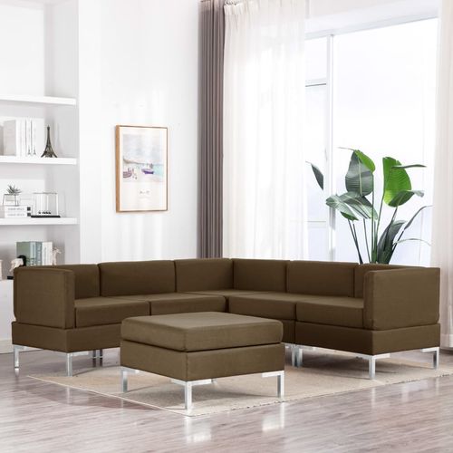 6-dijelni set sofa od tkanine smeđi slika 9