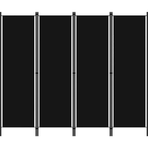 Sobna pregrada s 4 panela crna 200 x 180 cm slika 1