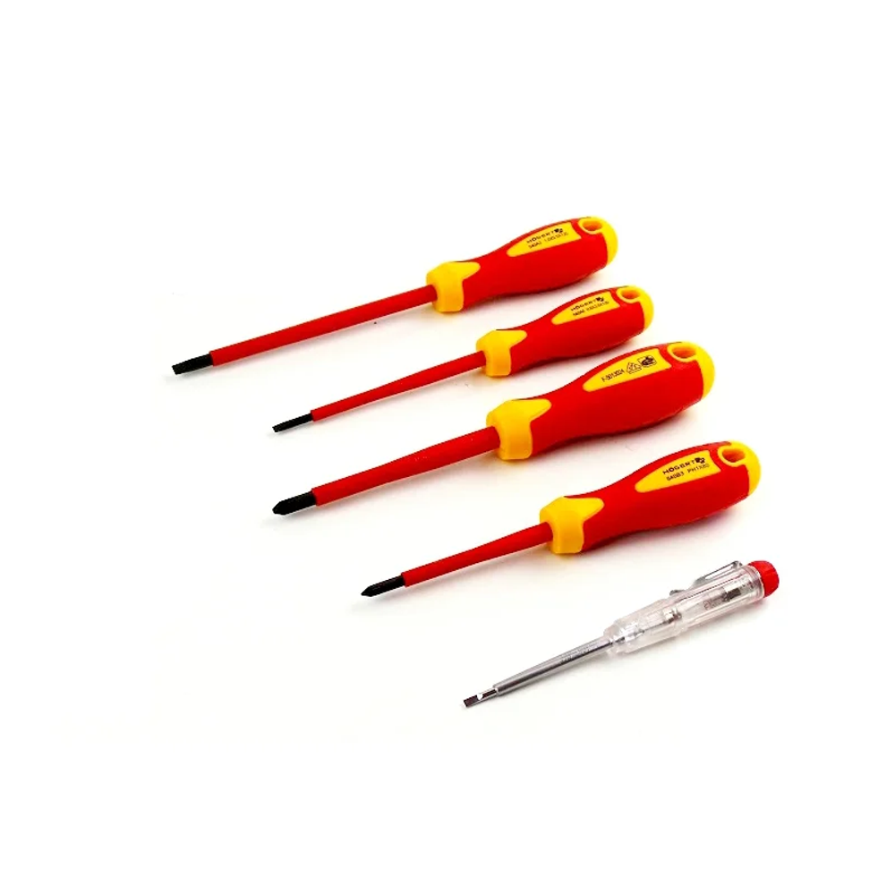 Högert  Set izoliranih odvijača s ispitivačem 5 dijelova, 1000 V, S2 , VDE, ravni 3.5x100 mm/ 5.5x125mm, PH1x80mm/ PH2x100mm slika 1