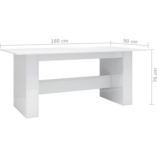 Blagovaonski stol visoki sjaj bijeli 180 x 90 x 76 cm iverica slika 45