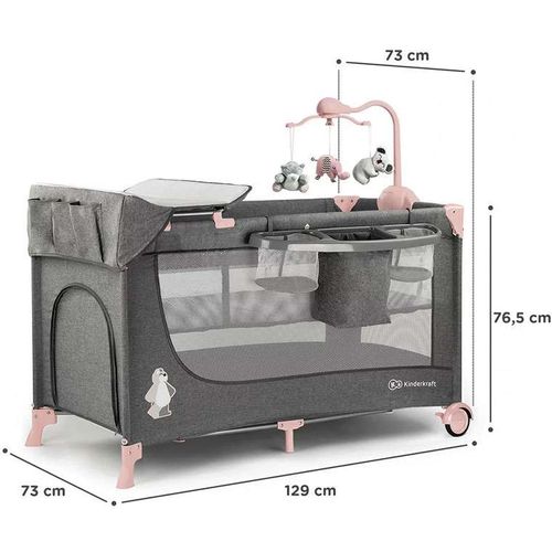 Kinderkraft Putni Krevetić Joy S Dodacima - Rozi slika 9
