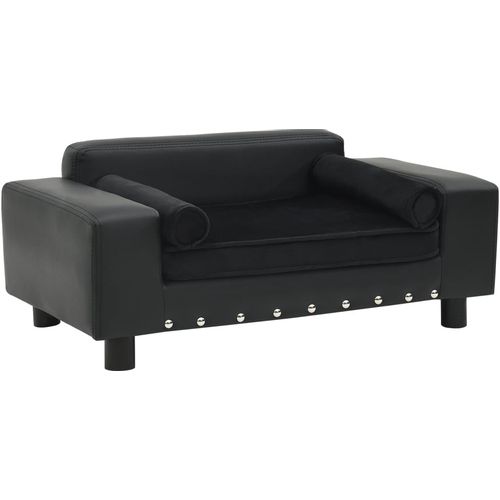 Sofa za pse crna 81 x 43 x 31 cm od pliša i umjetne kože slika 44