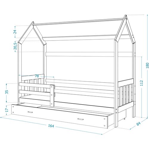 Drveni dječji krevet Domek 2  - bijeli - 160x80 cm slika 4