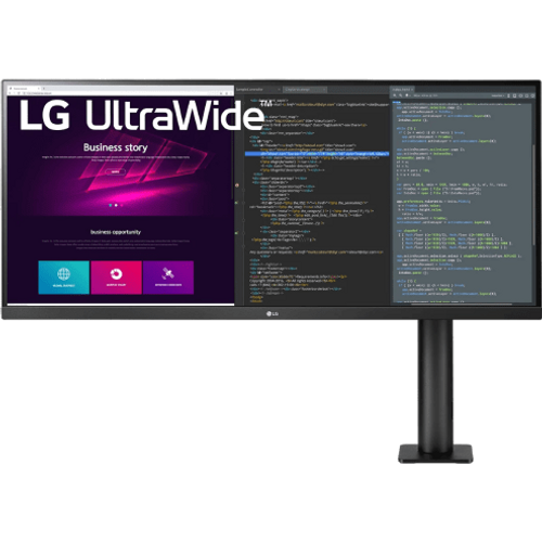 LG 34WN780P-B 34'' IPS UltraWide Ergo QHD 3440x1440@75Hz, 21:9, 1000:1, 5ms, 300cd/m², 178°/178°, 1 USB 3.0 upstream, 2 USB 3.0 downstream, 2 HDMI, 1 DP, AMD FreeSync, VESA 100x100mm, Height, Tilt, Swivel, Pivot, Black, 3yw slika 1