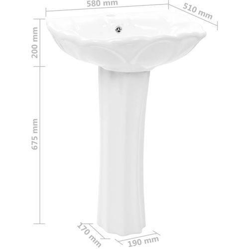 Samostojeći umivaonik keramički bijeli 580 x 510 x 200 mm slika 22