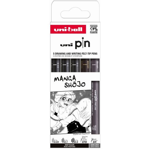 Marker Uni pin set 0,03/0,1/0,5/EFB, tamno sivi BR mm crni Manga Shojo 5/1 slika 1