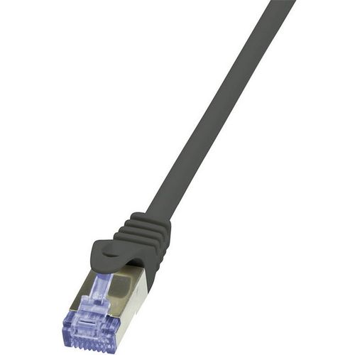 LogiLink CQ3043S RJ45 mrežni kabel, Patch kabel cat 6a S/FTP 1.50 m crna vatrostalan, sa zaštitom za nosić 1 St. slika 2