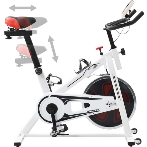 Sobni bicikl za vježbanje sa senzorima pulsa bijelo-crveni slika 14