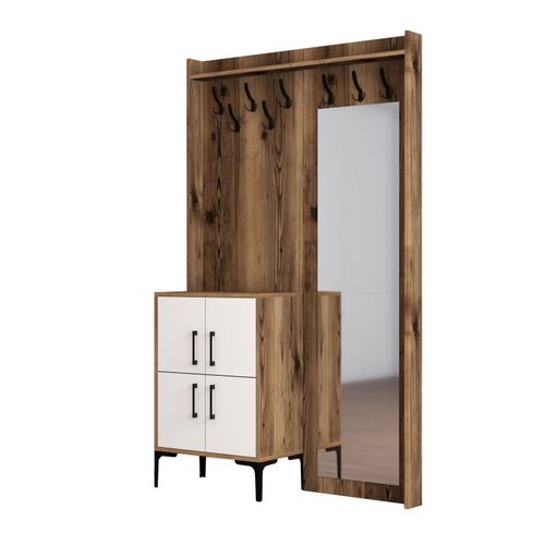 Woody Fashion Ormar za predsoblje, Berlin BC - Walnut, White slika 5