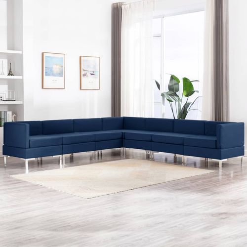 7-dijelni set sofa od tkanine plavi slika 25