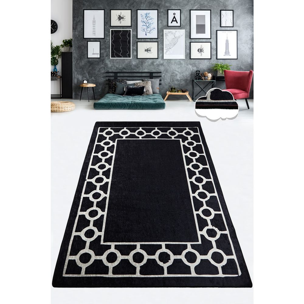 Elegantni Crno-Bijeli Tepih Bague Black (80 x 120 cm) slika 1