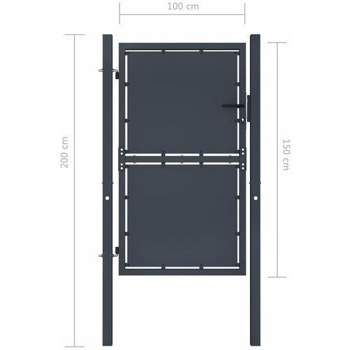 Vrtna vrata čelična 100 x 150 cm antracit slika 4