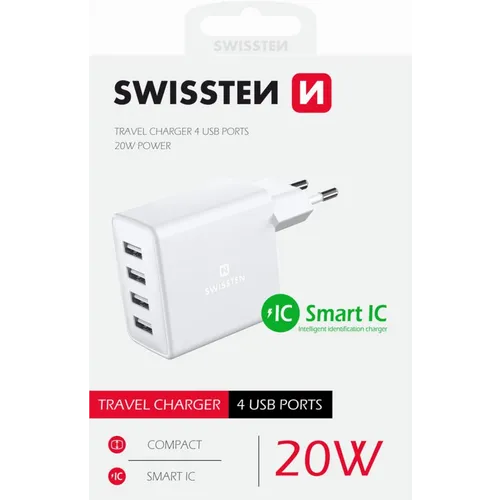 Swissten punjač 4XUSB 4A 20W bela slika 2