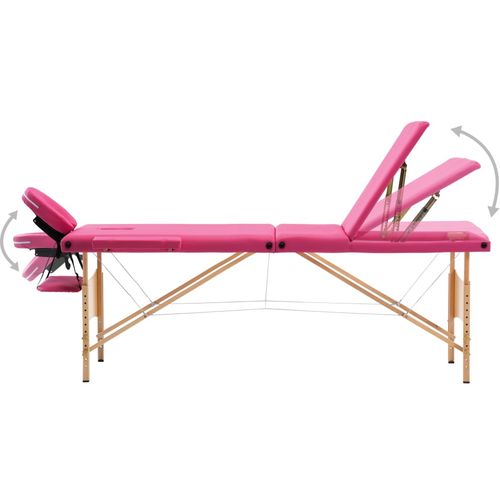 Sklopivi masažni stol s 3 zone drveni ružičasti slika 21
