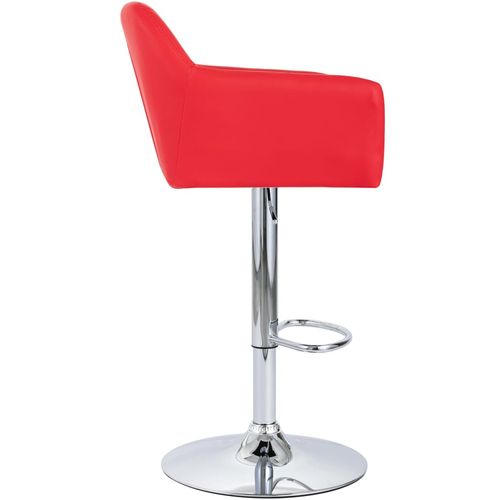 Barska stolica od umjetne kože s naslonom za ruke crvena slika 4